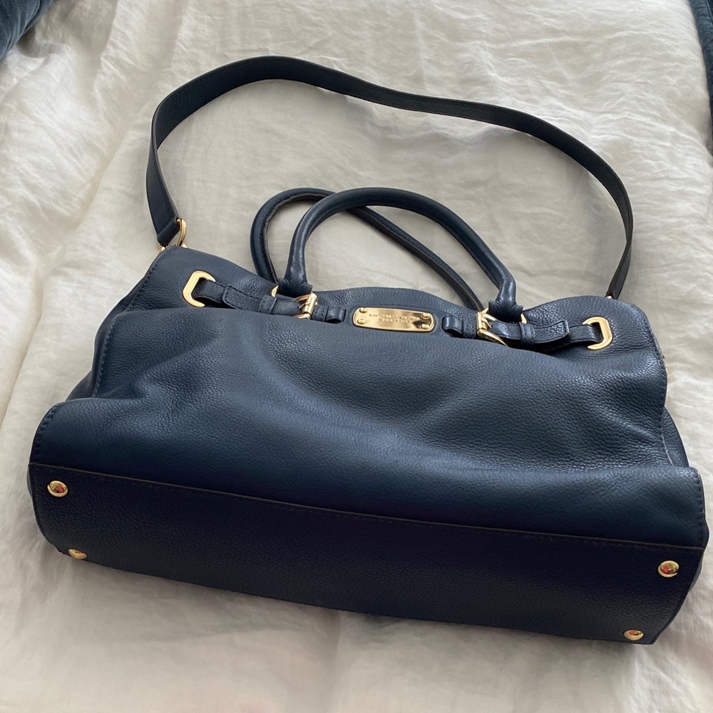 Michael Kors Navy leather Bag with Gold Accents